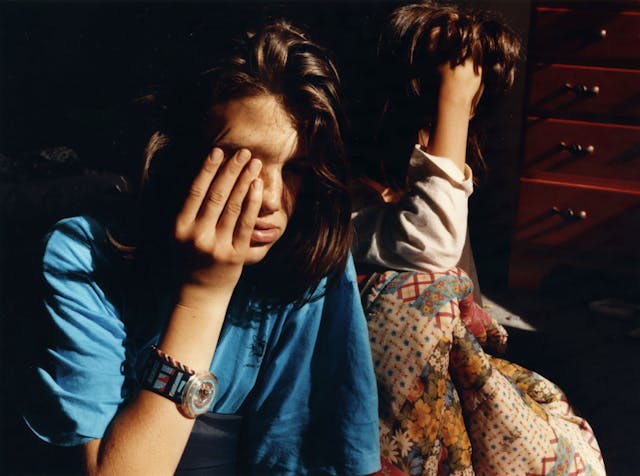 This picture became the illustration for the single Mellow by Georgia released by Domino Records in 2019. Marie Claire and Anna, 12, after Daisy’s Slumber Party, 1991, Entering the Masquerade 1992.