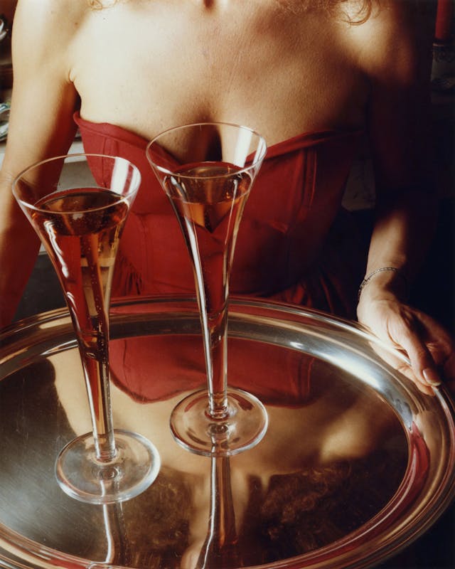 Women are seen throughout history as providers of hospitality, nourishment and entertainment in ways connected to and reflected in our bodies, our breasts. Self portrait, The Apple of my Eye, 1991.